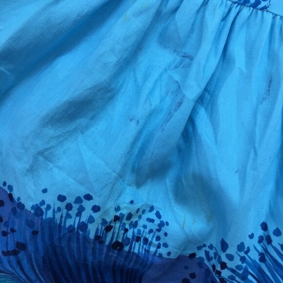 An Original Hawaiian Togs Maxi Dress Size Small Blue Ruffled Cotton Vintage - Picture 15 of 16